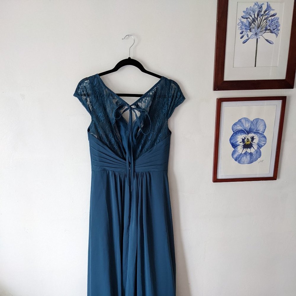 Slate blue bridesmaid dress